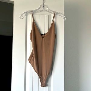 Nude Spaghetti Strap Thong Bodysuit